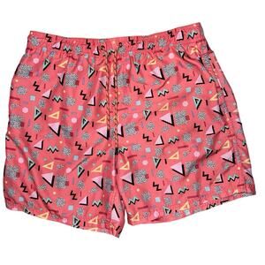 Broken Threads Surf Shorts Men's XL Geometric Shapes Retro swim trunks pink y2k